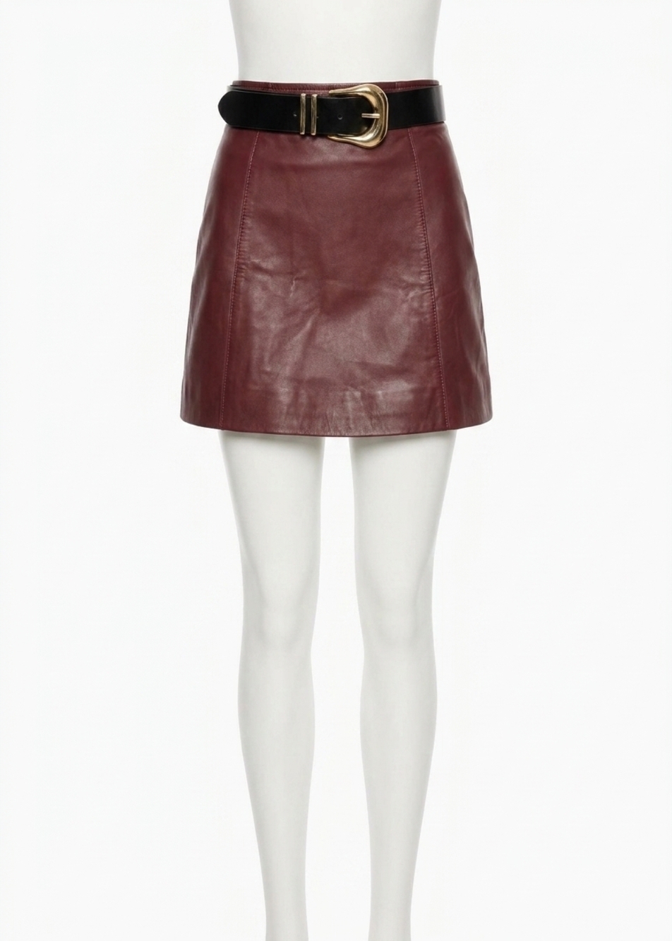 NEW CAMI NYC cillian genuine leather mini skirt in syrah